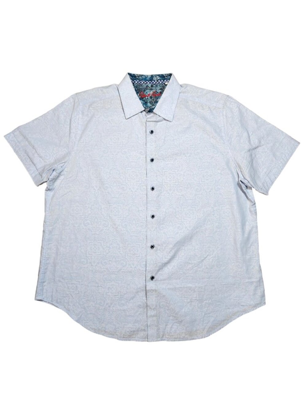 Robert Graham Mens 2XL Short Sleeve Button-Up Shirt Cotton Floral Pattern Light